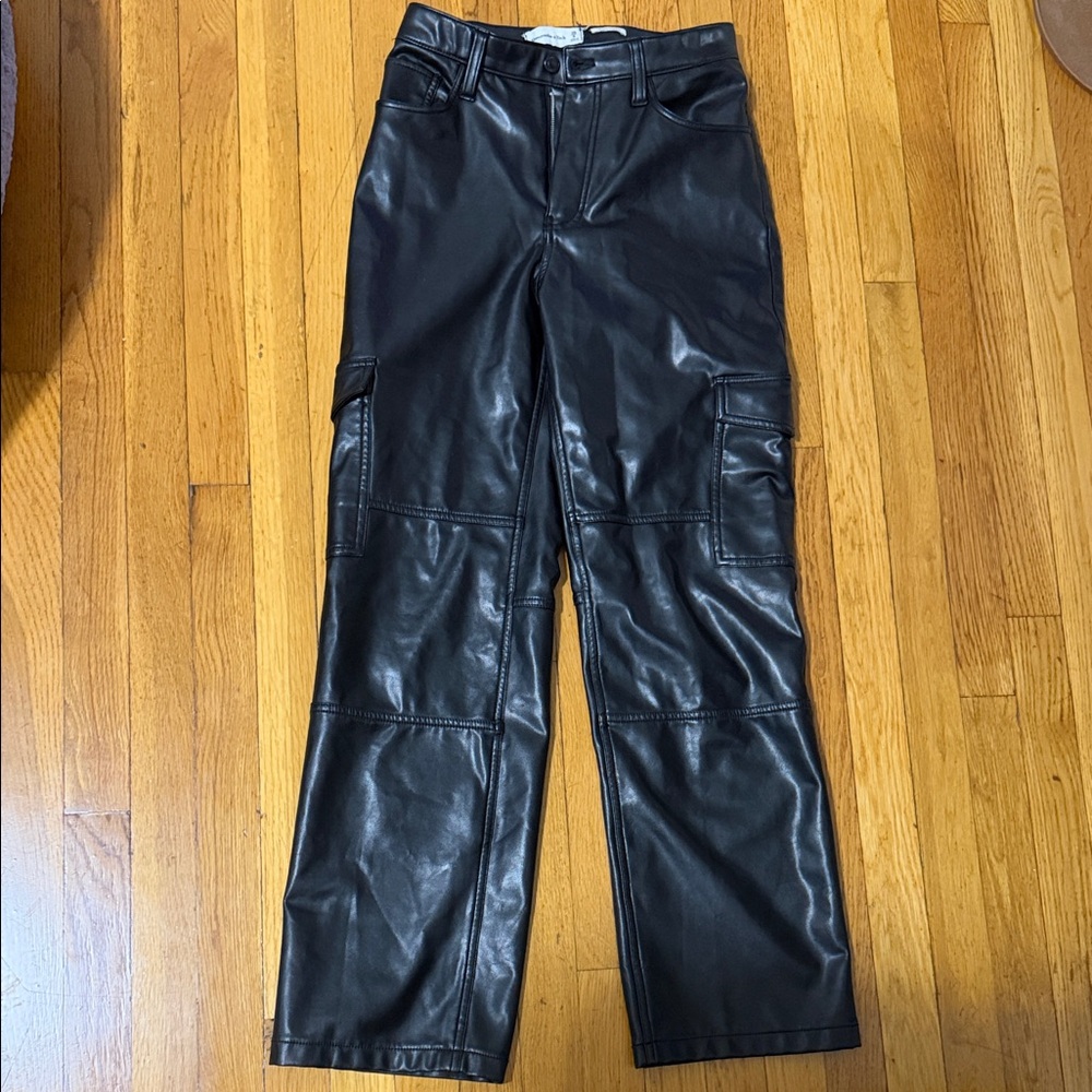 Abercrombie & Fitch Black Vegan Leather Cargo pants - like new